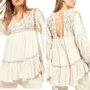 Free People Embroidered Boho Tunic Top